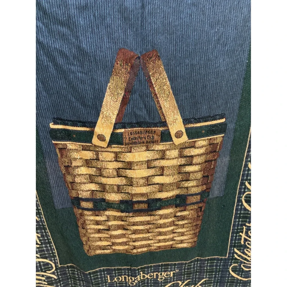 Longaberger Collectors Club Woven Tapestry Throw Blanket Green Plaid Basket